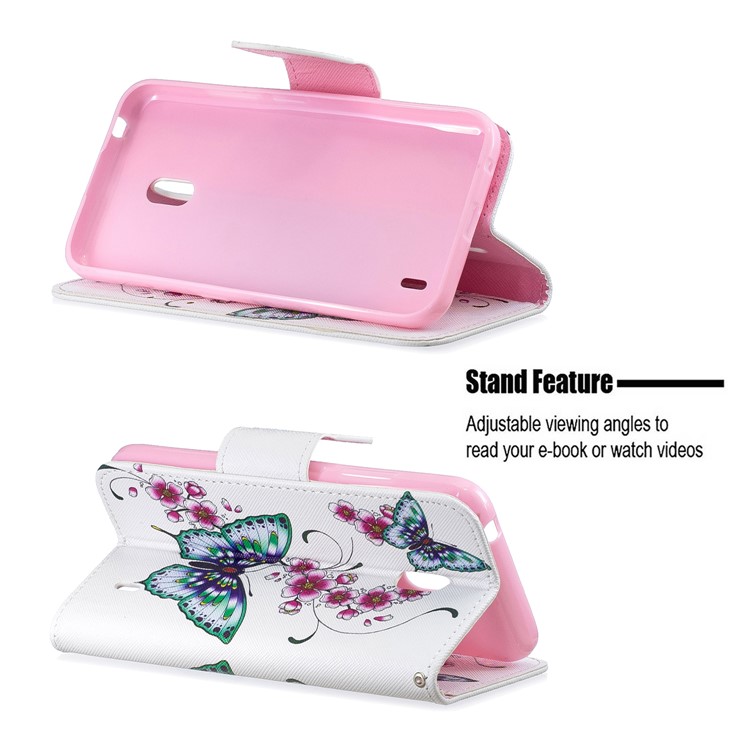 Funda Billetera De Piel Con Estampado Estampado Para Nokia 2.2 - Mariposa Y Flor-5