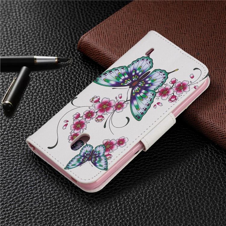 Funda Billetera De Piel Con Estampado Estampado Para Nokia 2.2 - Mariposa Y Flor-8