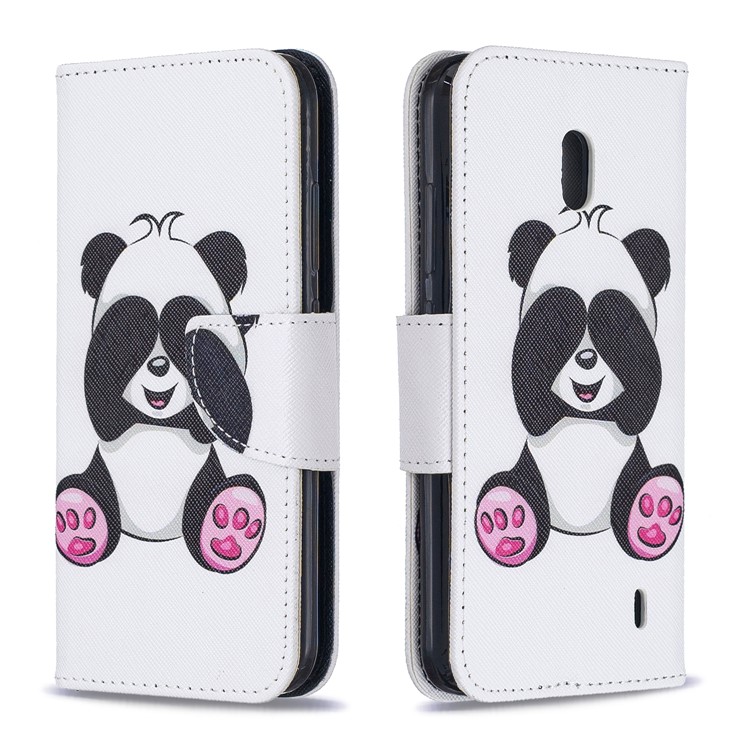 Pattern Printing Leather Wallet Case for Nokia 2.2 - Cute Panda-4