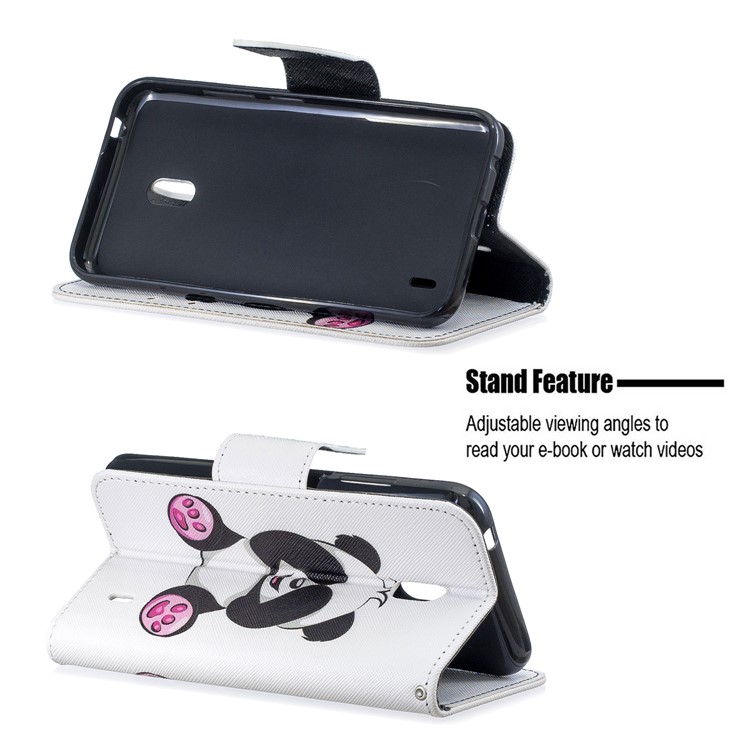 Pattern Printing Leather Wallet Case for Nokia 2.2 - Cute Panda-5