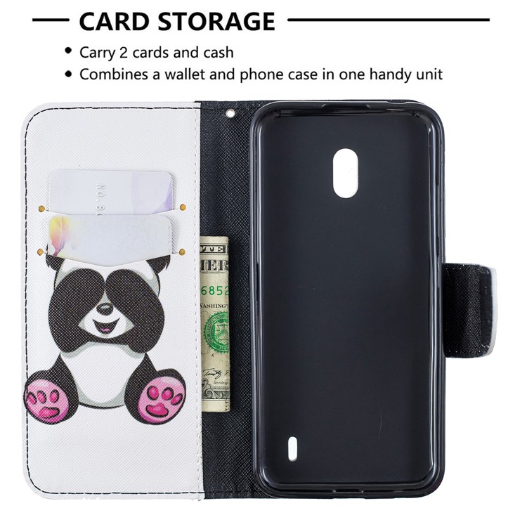 Pattern Printing Leather Wallet Case for Nokia 2.2 - Cute Panda-6
