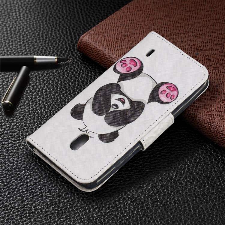 Pattern Printing Leather Wallet Case for Nokia 2.2 - Cute Panda-8