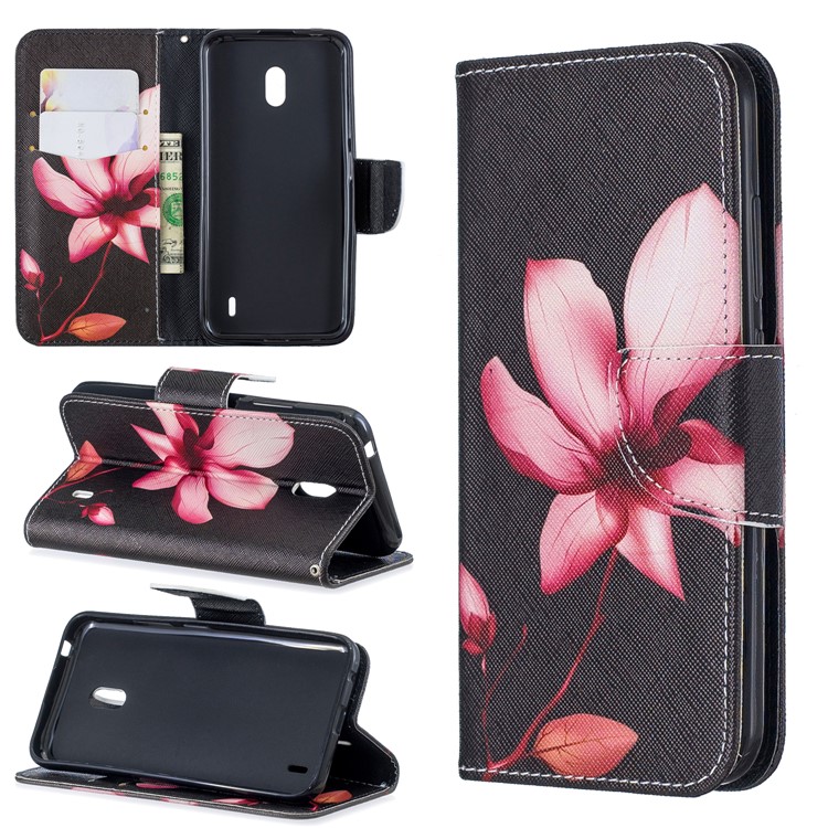 Funda Billetera De Piel Con Estampado Patrón Para Nokia 2.2 - Patrón De Flores-1