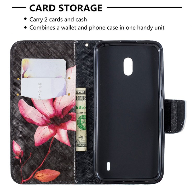 Funda Billetera De Piel Con Estampado Patrón Para Nokia 2.2 - Patrón De Flores-6
