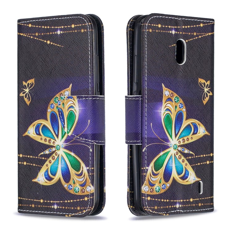 Funda Billetera De Piel Con Estampado Estampado Para Nokia 2.2 - Mariposa Coloreada-4