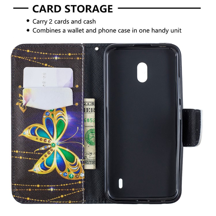 Funda Billetera De Piel Con Estampado Estampado Para Nokia 2.2 - Mariposa Coloreada-6