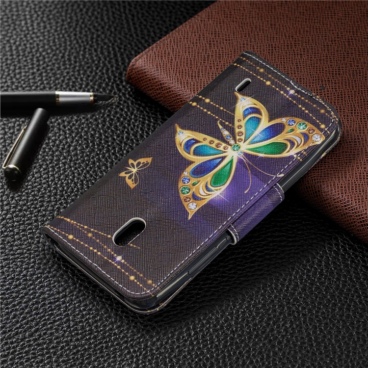 Funda Billetera De Piel Con Estampado Estampado Para Nokia 2.2 - Mariposa Coloreada-8