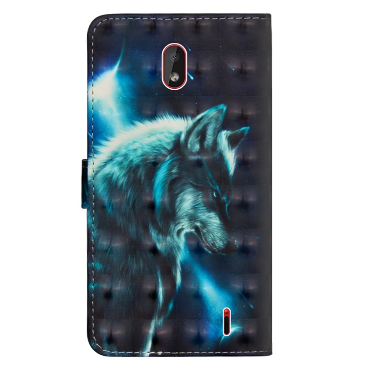 Шаблон Печати Светлый Точечный Декор Кожаный Кошелек Чехол Для Nokia 2.2 - Волк-3