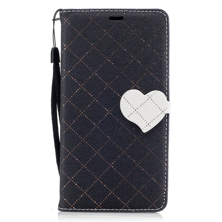 Love Heart Contrasting Color Leather Wallet Protective Case for Nokia 5 - Black-2