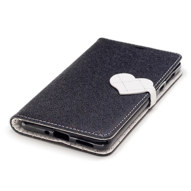 Love Heart Contrasting Color Leather Wallet Protective Case for Nokia 5 - Black-6