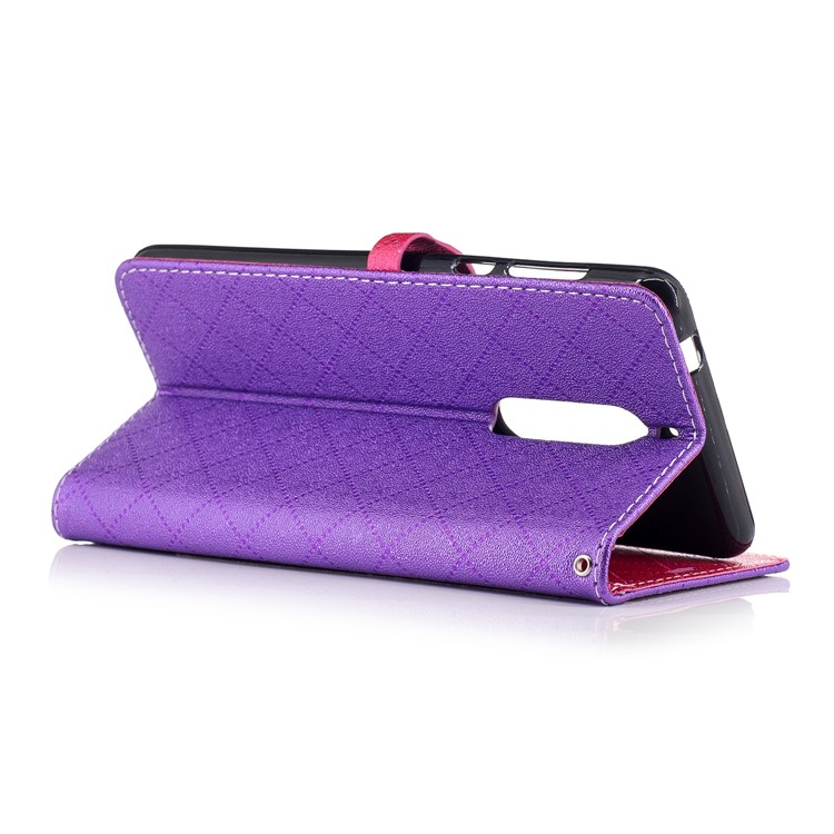 Love Heart Two-tone Leather Wallet Stand Cover with Lanyard for Nokia 5 - Purple-4