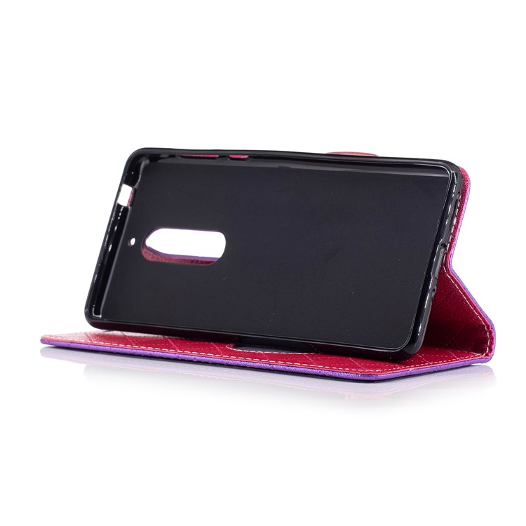 Love Heart Two-tone Leather Wallet Stand Cover with Lanyard for Nokia 5 - Purple-5