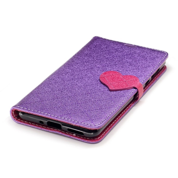 Love Heart Two-tone Leather Wallet Stand Cover with Lanyard for Nokia 5 - Purple-6