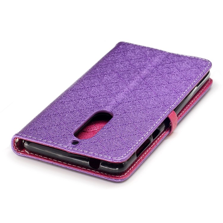 Love Heart Two-tone Leather Wallet Stand Cover with Lanyard for Nokia 5 - Purple-7