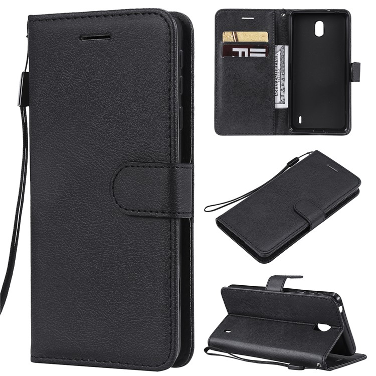 Wallet Leather Case with Stand for Nokia 1 Plus - Black-1