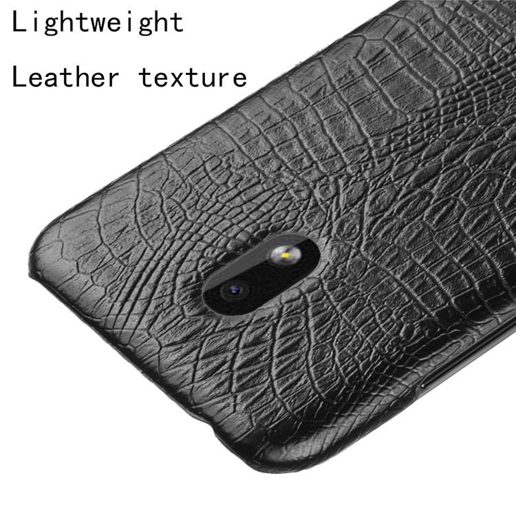 Crocodile Skin PU Leather Coated Hard Plastic Case for Nokia 2.2 - Black-4