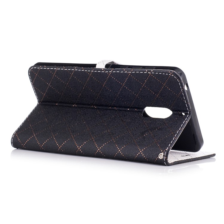 Love Heart Two-tone Leather Wallet Stand Cover with Lanyard for Nokia 6 - Black-4