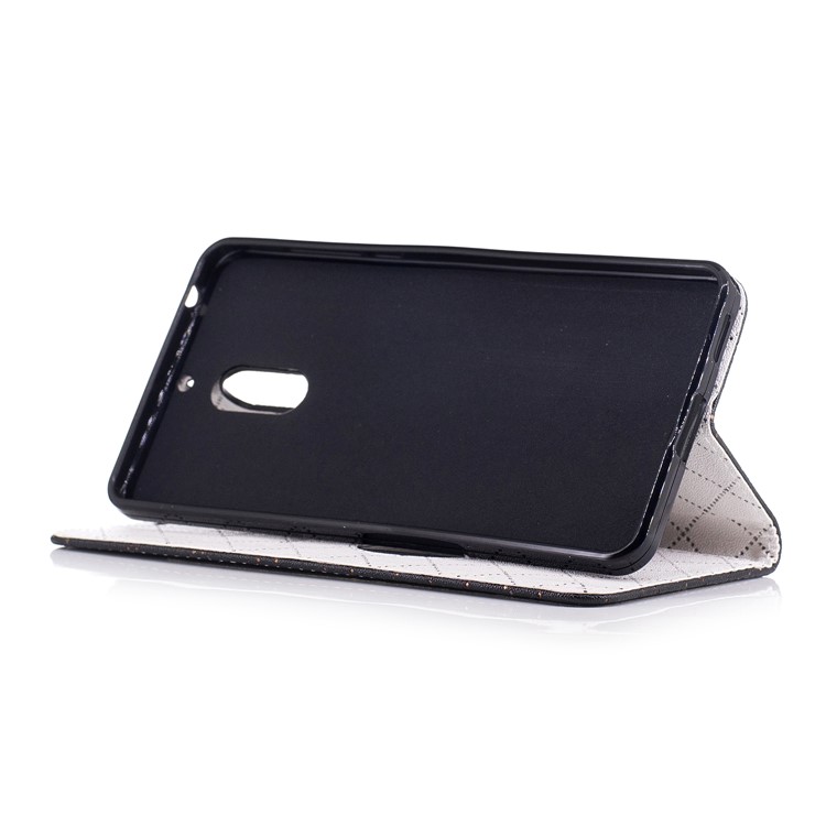 Love Heart Two-tone Leather Wallet Stand Cover with Lanyard for Nokia 6 - Black-5