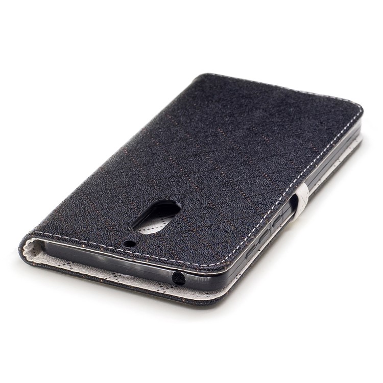 Love Heart Two-tone Leather Wallet Stand Cover with Lanyard for Nokia 6 - Black-7