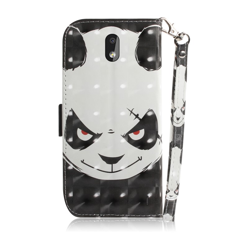 Light Spot Decor Pattern Printing Wallet Stand Flip Leather Phone Casing with Strap for Nokia 2.2 - Fierce Panda-3