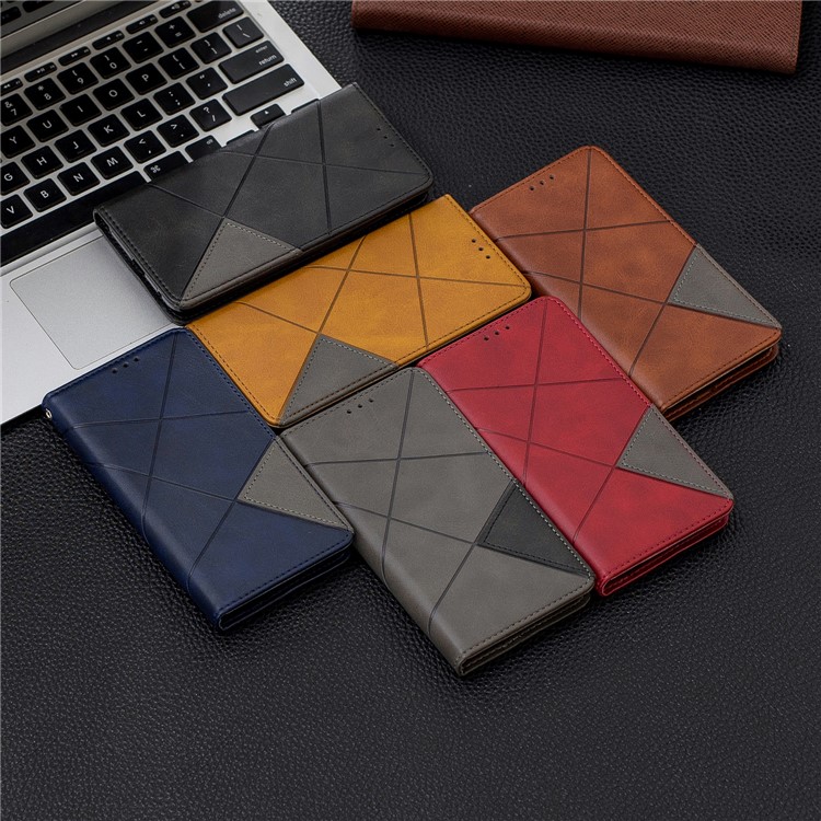 Kartenetui Aus Leder Mit Geometrischem Muster Für Nokia 2.2 - Schwarz-11