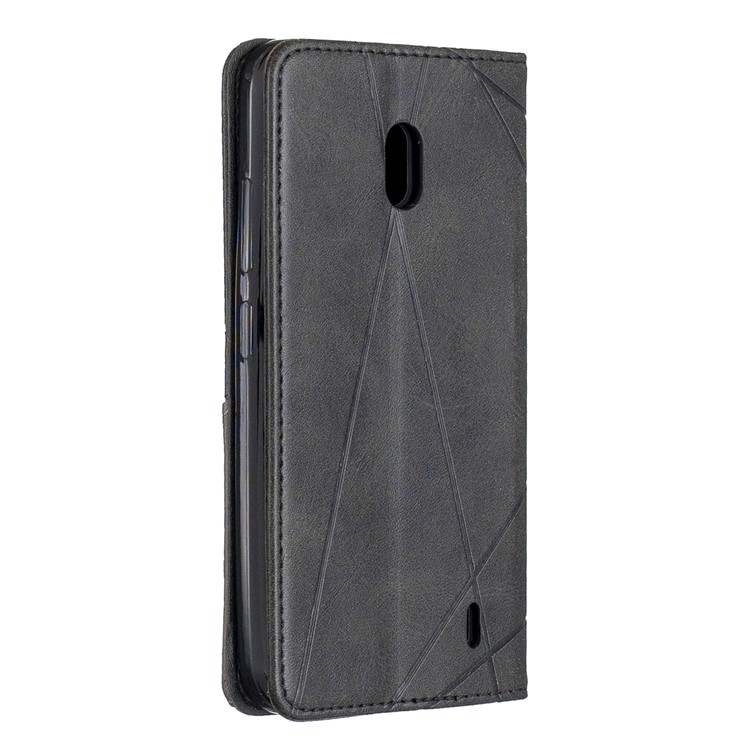 Kartenetui Aus Leder Mit Geometrischem Muster Für Nokia 2.2 - Schwarz-8