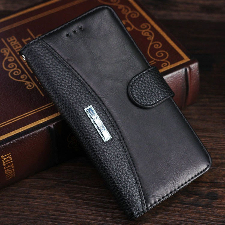 Splicing Wallet Leather Stand Case for Nokia 6 - Black-1
