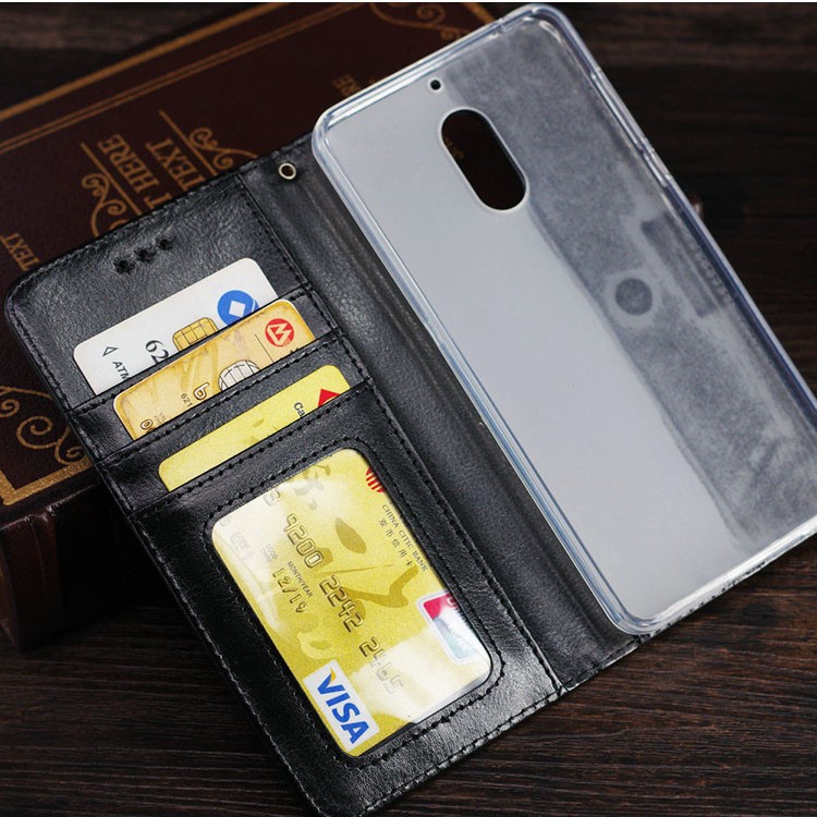 Splicing Wallet Leather Stand Case for Nokia 6 - Black-4