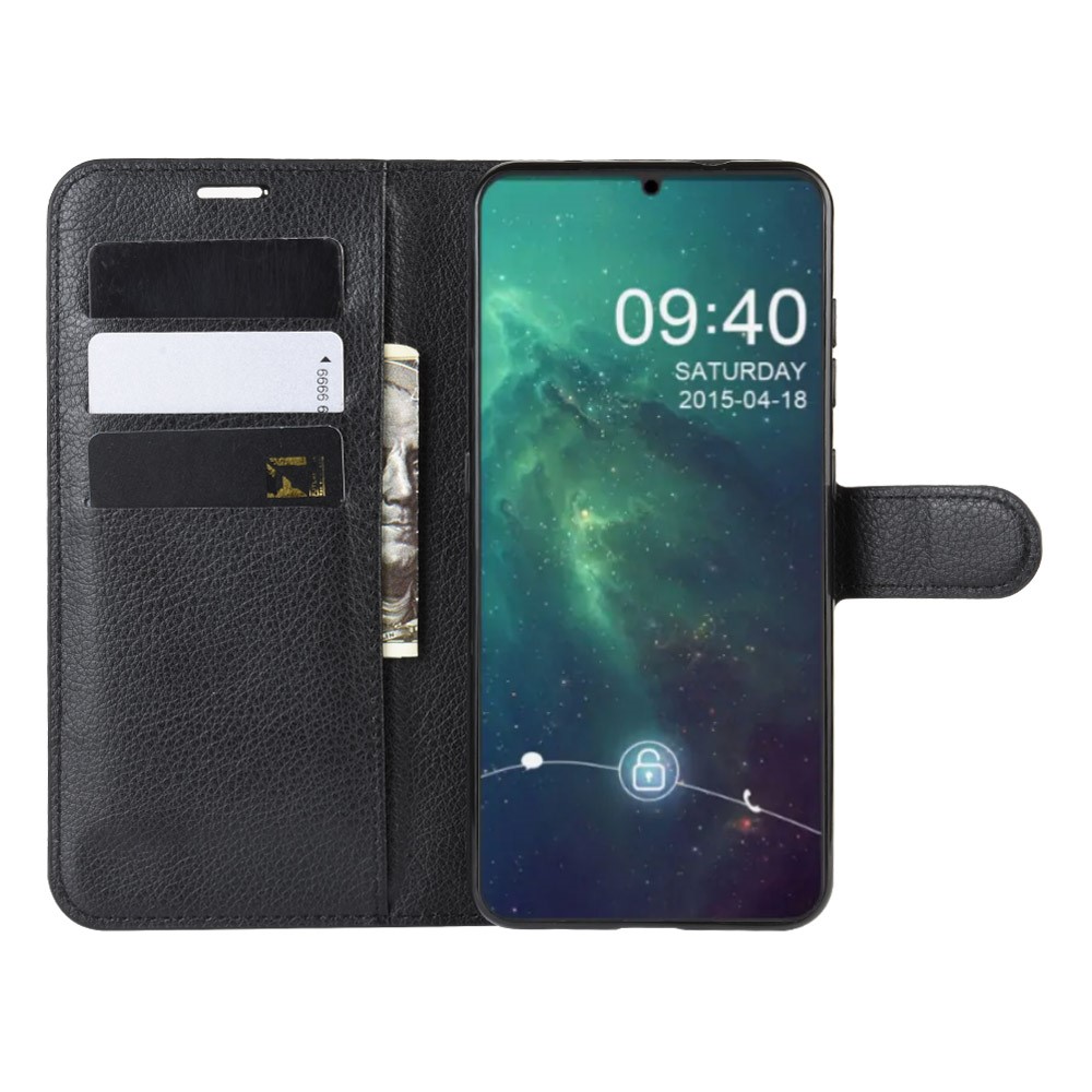 Litchi Skin Leather Wallet Stand Case for Nokia 6.2 - Black-6