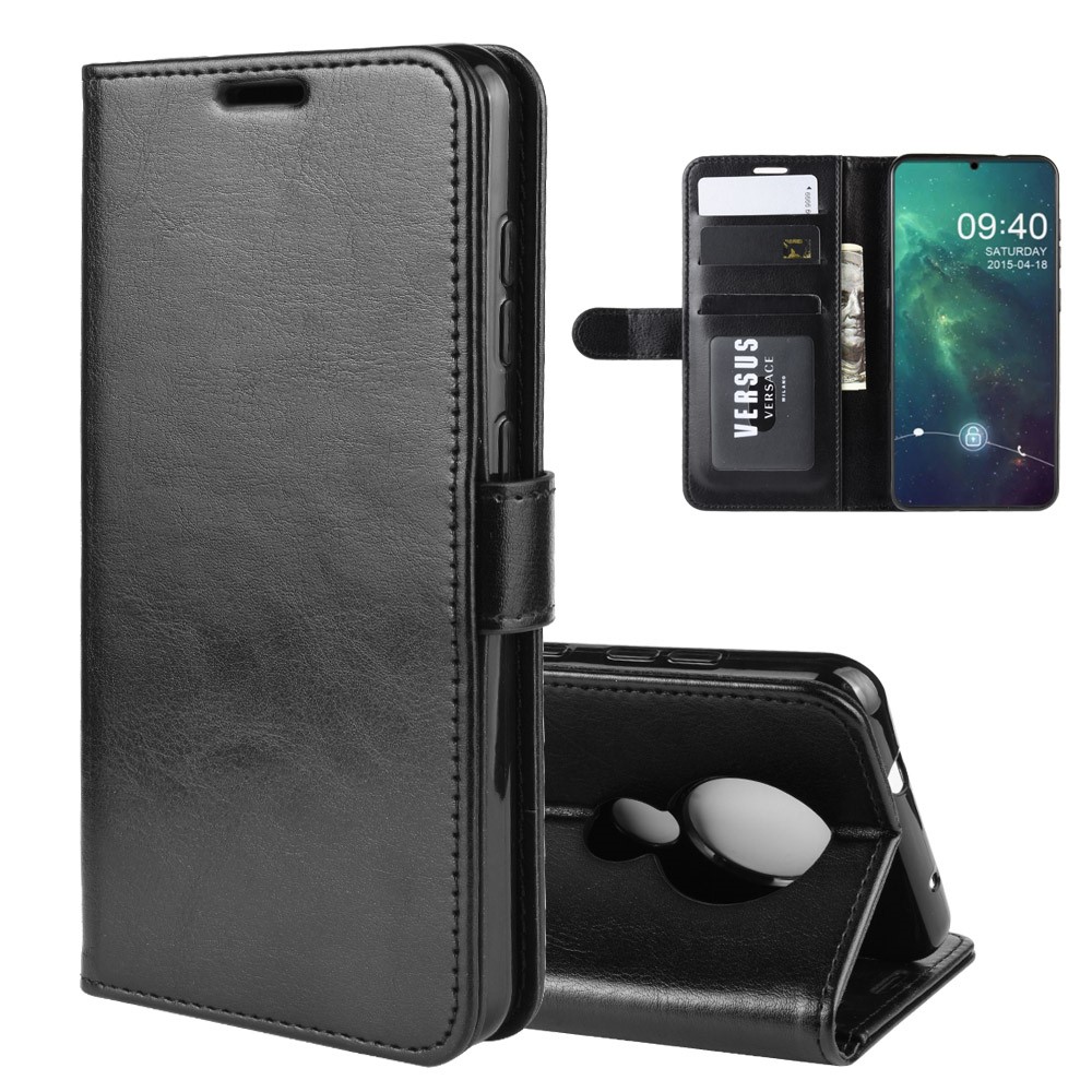 Crazy Horse Skin Wallet Leather Casing for Nokia 6.2 - Black-1