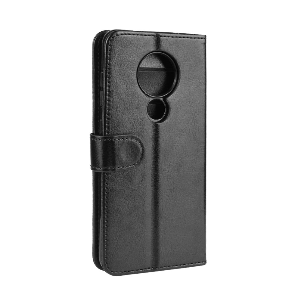 Crazy Horse Horse Skin Wallet Leather Casing Para Nokia 6.2 - Preto