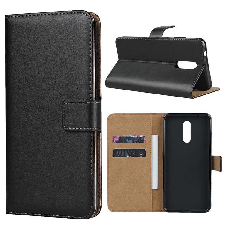 Genuine Leather Wallet Stand Phone Cover for Nokia 3.2-1