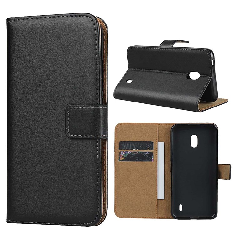 Genuine Leather Wallet Stand Phone Cover for Nokia 2.2-2