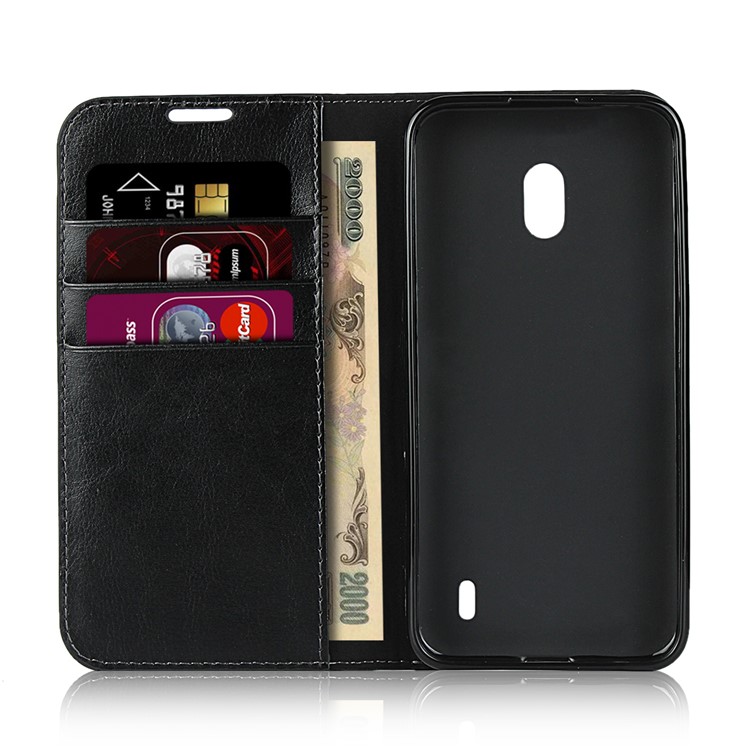 Crazy Horse Style Wallet Stand Genuine Leather Shell Case for Nokia 2.2 - Black-4