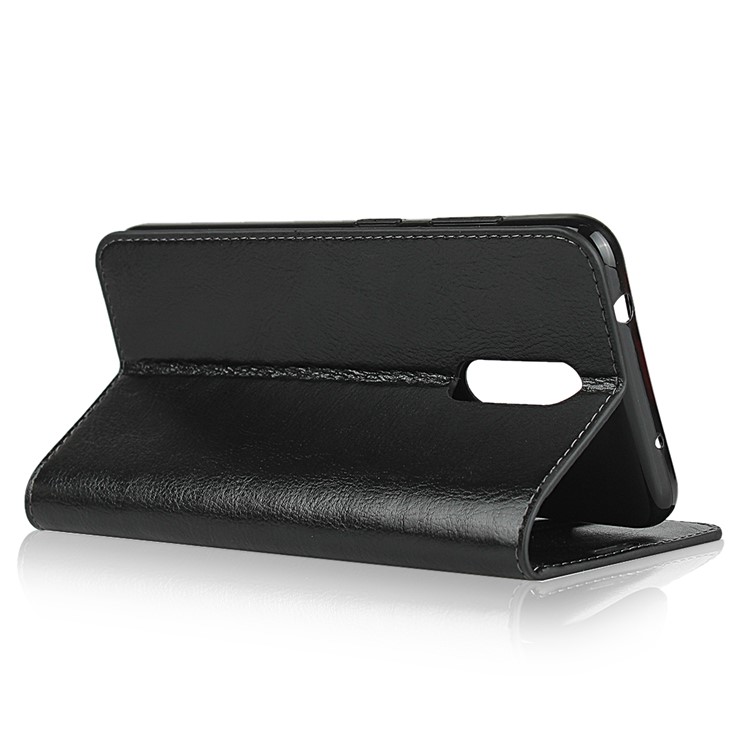 Crazy Horse Surface Wallet Stand Genuine Leather Cover Case for Nokia 3.2 - Black-5