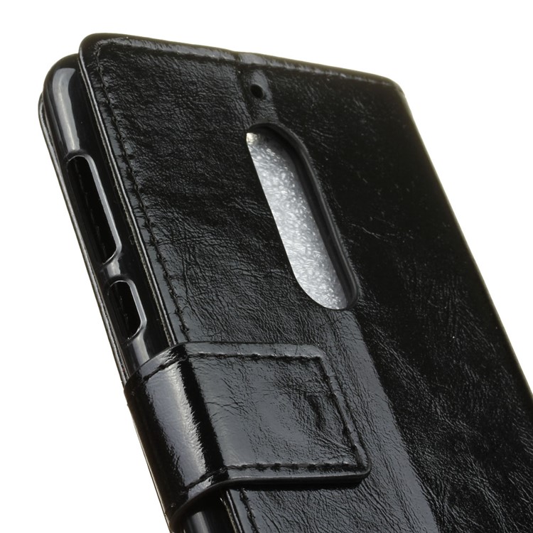 Crazy Horse Magnetic Leather Wallet Phone Cover for Nokia 5 - Black-4