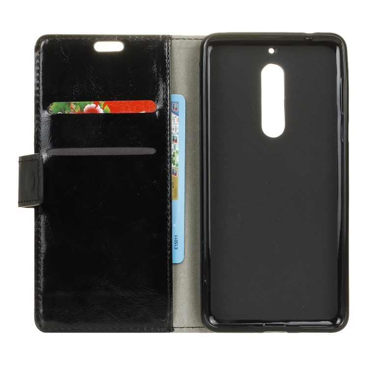 Crazy Horse Magnetic Leather Wallet Phone Cover for Nokia 5 - Black-5