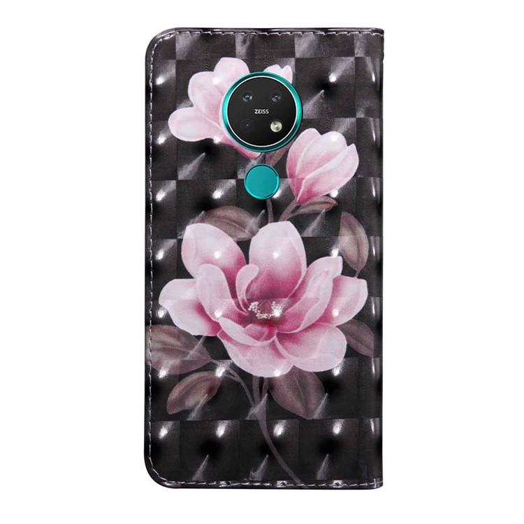 Light Spot Decor Pattern Printing Leather Wallet Phone Casing with Strap for Nokia 7.2/6.2 - Red Flower-3