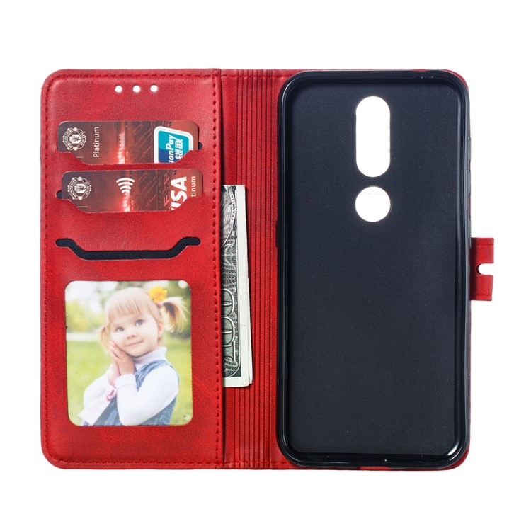 Imprinted Cat Pattern Magnetic Leather Wallet Case for Nokia 4.2 (2019) - Red-4