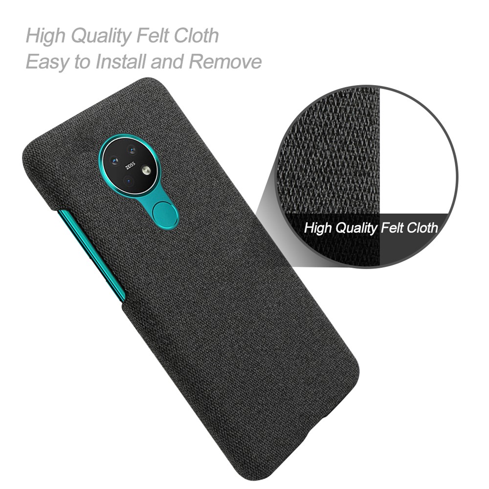 KSQ Cloth Texture PC Hard Phone Shell Case for iNokia 7.2 - Black-4