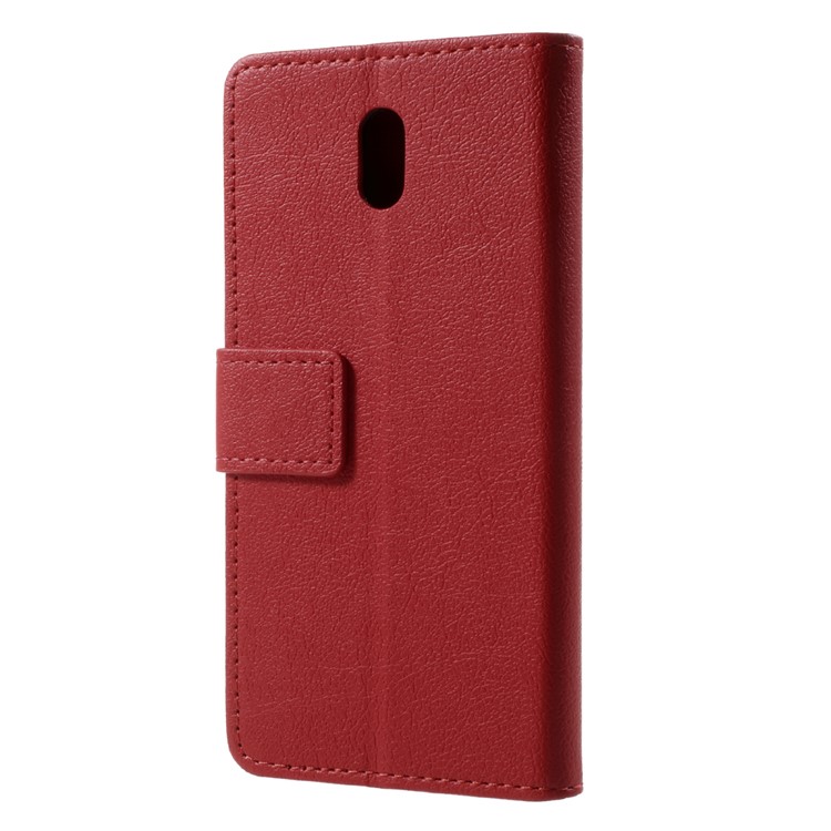 For Nokia 3 Leather Wallet Mobile Phone Case with Stand - Red-2