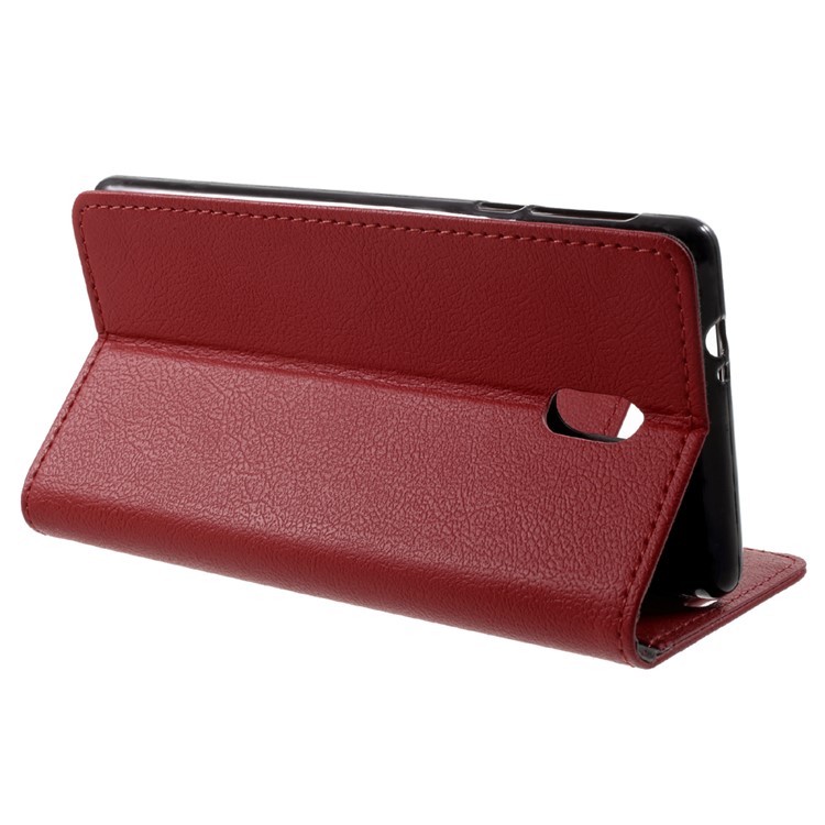 For Nokia 3 Leather Wallet Mobile Phone Case with Stand - Red-4