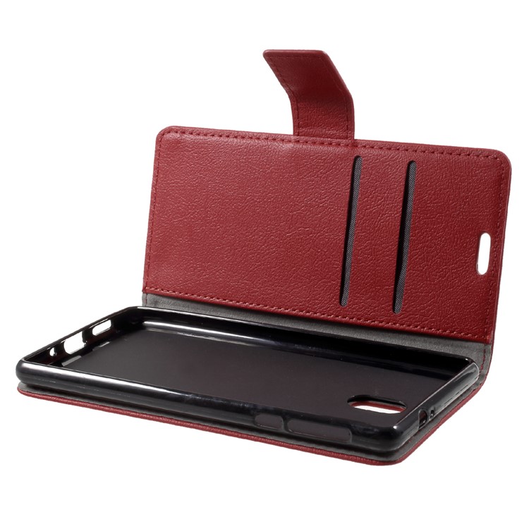 For Nokia 3 Leather Wallet Mobile Phone Case with Stand - Red-5