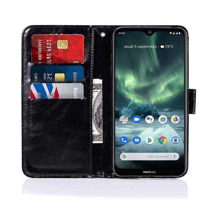 Premium Vintage Leather Wallet Case for Nokia 7.2 / 6.2 - Black-7