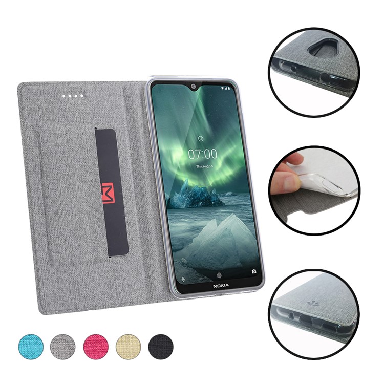 VILI DMX Cross Texture Auto-absorbed Card Holder Leather Mobile Casing Shell for Nokia 6.2/7.2 - Grey-13