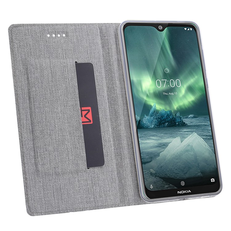 VILI DMX Cross Texture Auto-absorbed Card Holder Leather Mobile Casing Shell for Nokia 6.2/7.2 - Grey-2