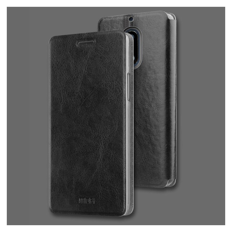 MOFI Crazy Horse Flip PU Leather Phone Case for Nokia 6 - Black-1