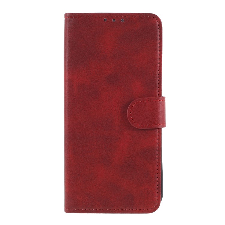 Matte Skin Leather Wallet Stand Phone Cover for Nokia 2.3 - Red-1