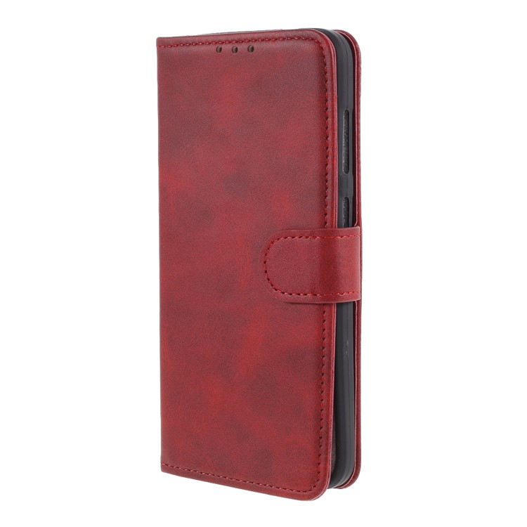 Matte Skin Leather Wallet Stand Phone Cover for Nokia 2.3 - Red-2