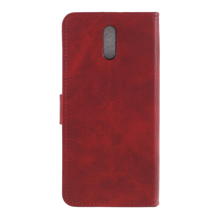 Matte Skin Leather Wallet Stand Phone Cover for Nokia 2.3 - Red-3